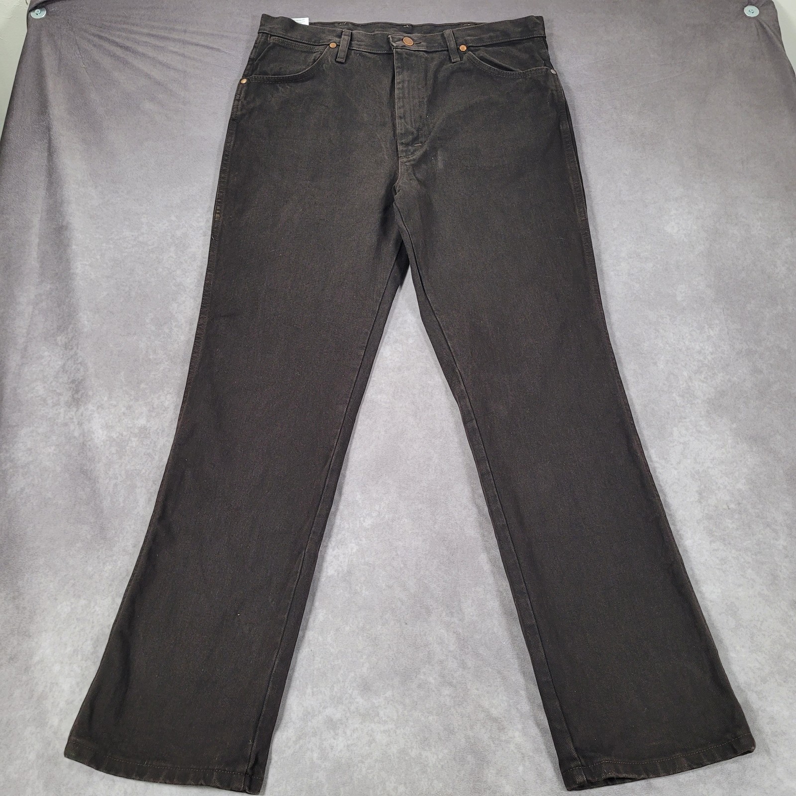Wrangler 936 Cowboy Cut Jeans Mens 36x32 Brown Slim Straight Denim Western