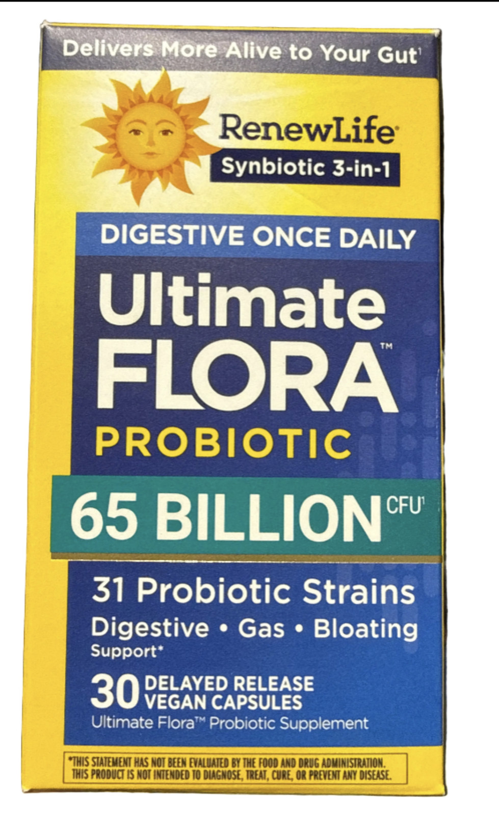 7/27 Renew Life Ultimate Flora 65 Billion (30 Acid Resistant Vegan Capsules)