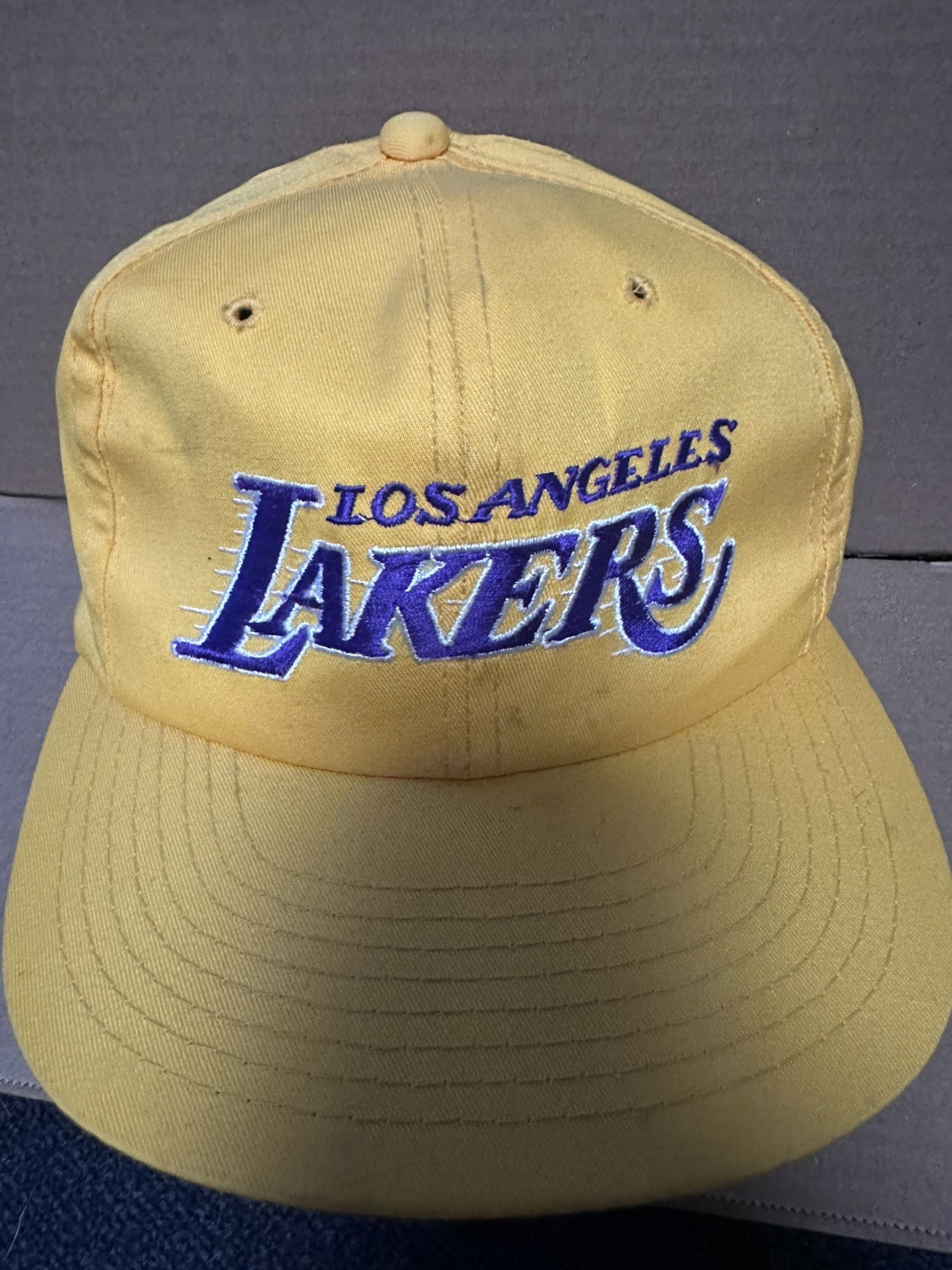 Vintage MacGregor Sports Specialties Los Angeles Lakers Motion Script Snapback Vintage MacGregor Sports Specialties Los Angeles Lakers Motion Script Snapback