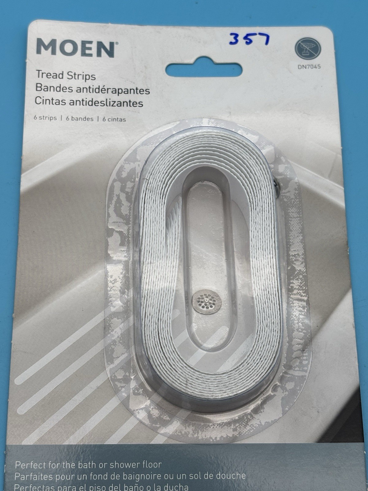 Moen DN7045 Non-Slip Bath Shower Tread Strips 6 Pack White Adhesive New