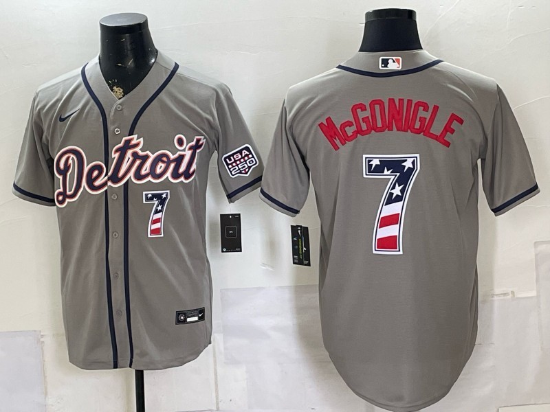 MLB Detroit Tigers #7 Kevin McGonigle Stitched Cool Base Gray Jersey - Men\'s*