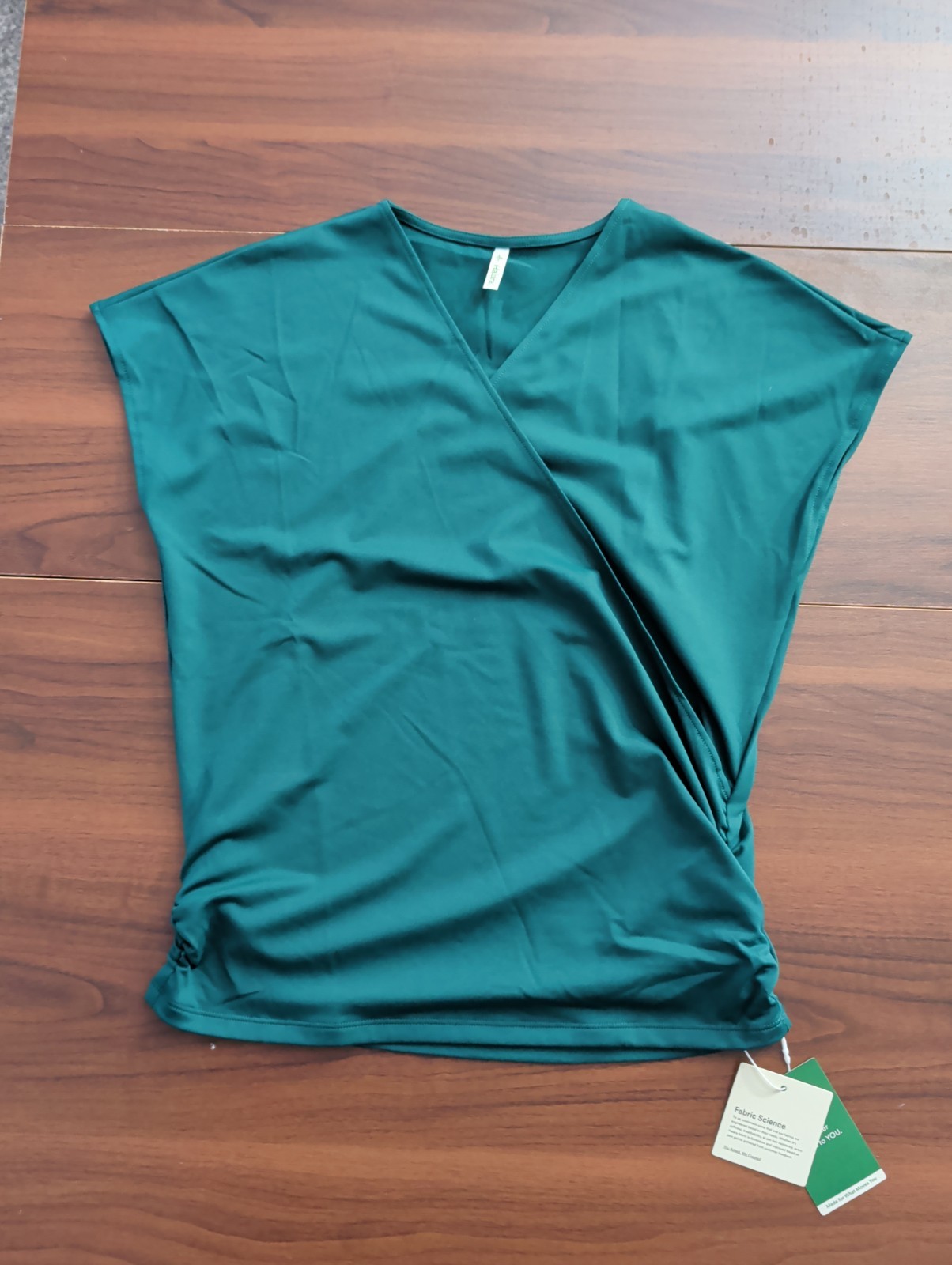 HALARA Forest Green Wrap-Style V-Neck Wrap Top