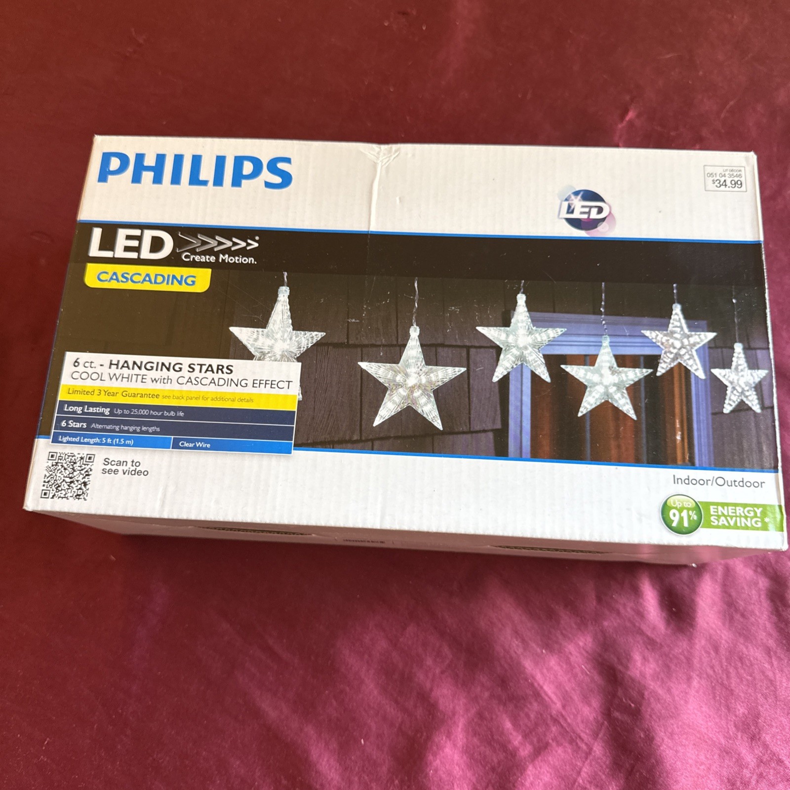 Philips LED Cascading 6 ct Hanging Stars Cool White Motion Lights Indoor/Outdoor
