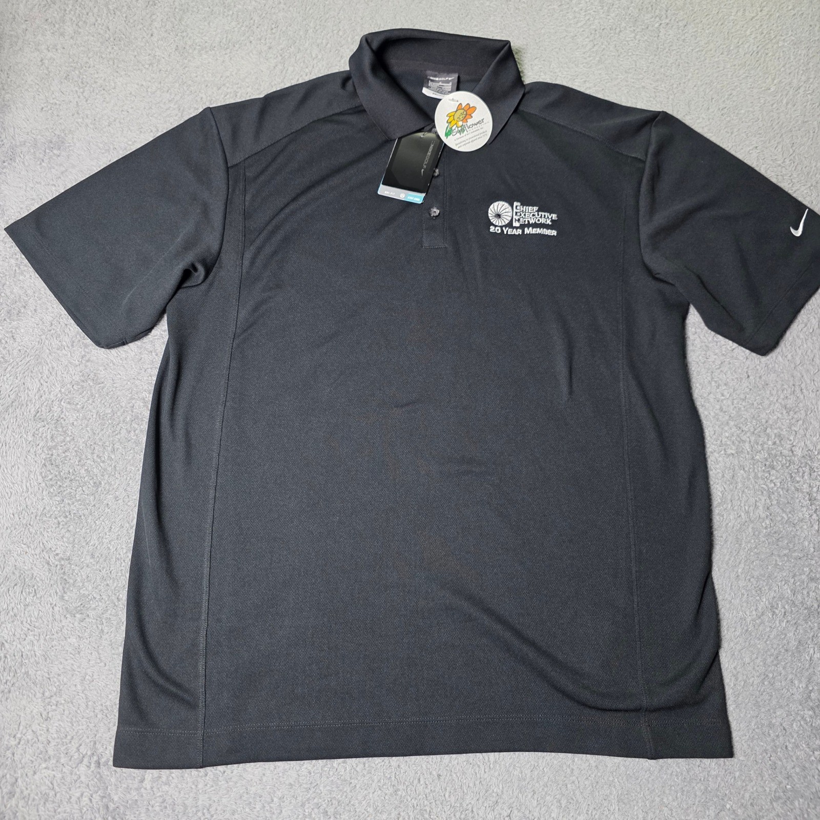 Nike Mens L Polo Shirt Black Dri-FIT Chief Executive Network 267020-010