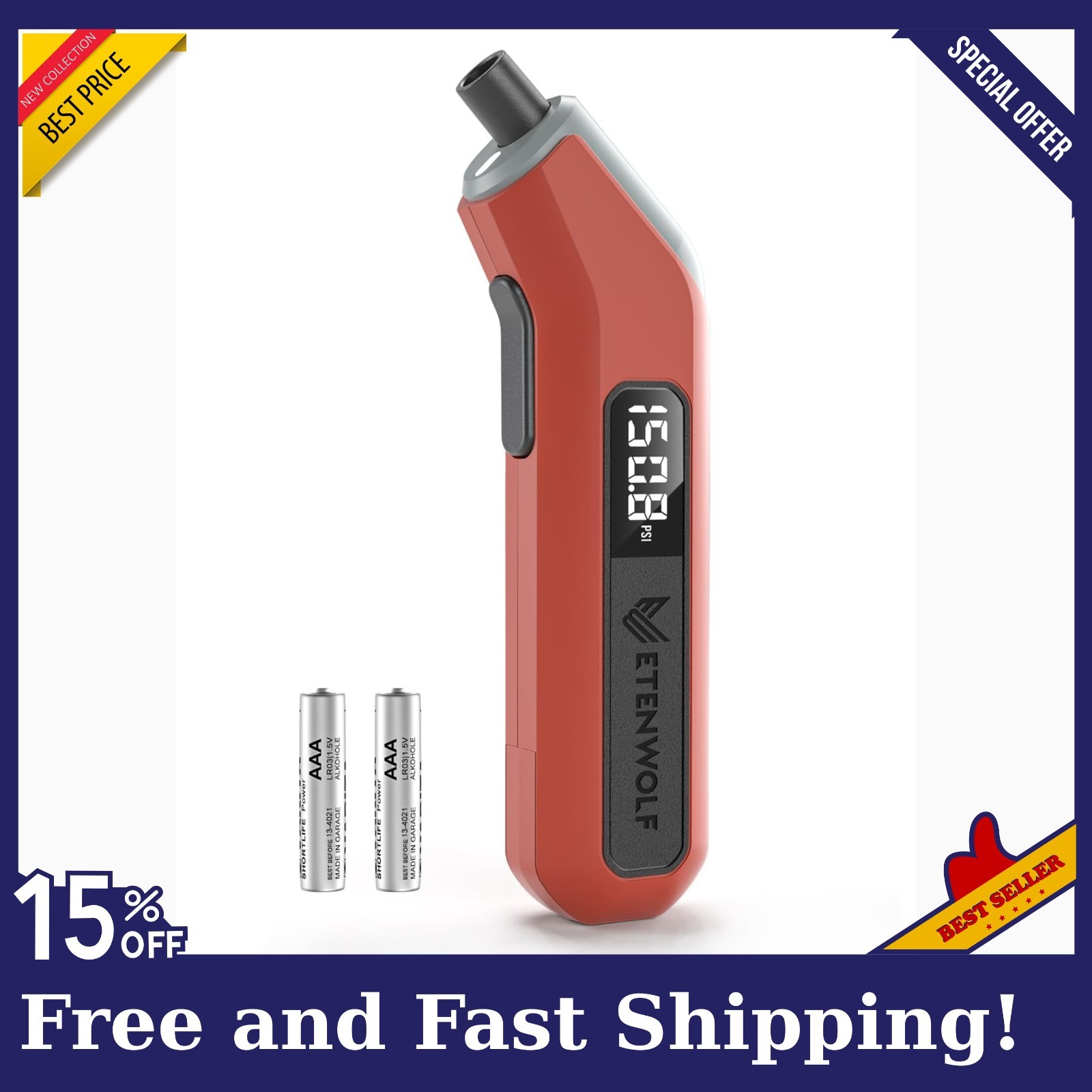 ETENWOLF T300 Digital Tire Pressure Gauge 3-200 PSI, Industrial Tire Gauge, NEW