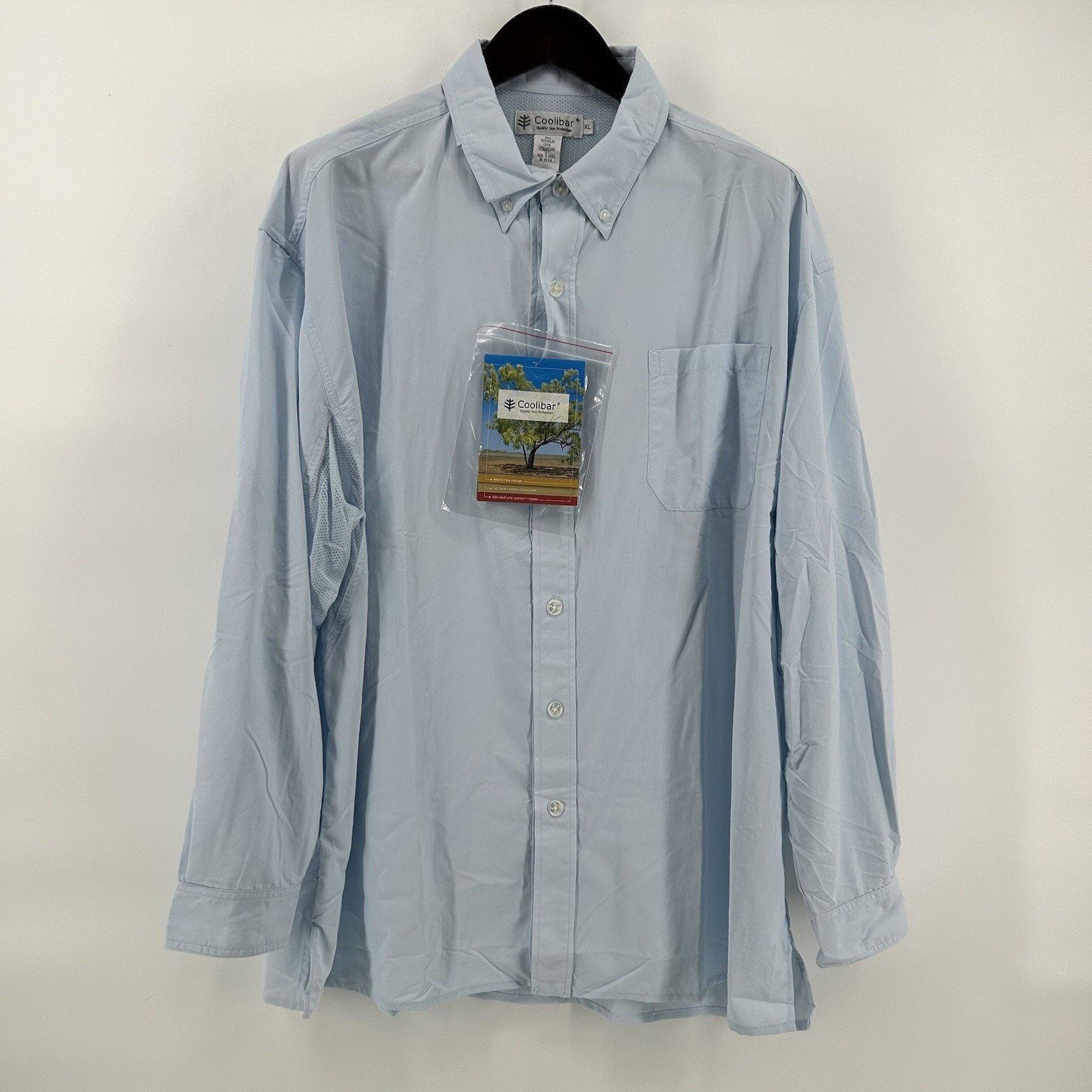 Coolibar Fishing Shirt Mens XL Blue COOLMAX UPF Sun Protection Vented Camp NWT