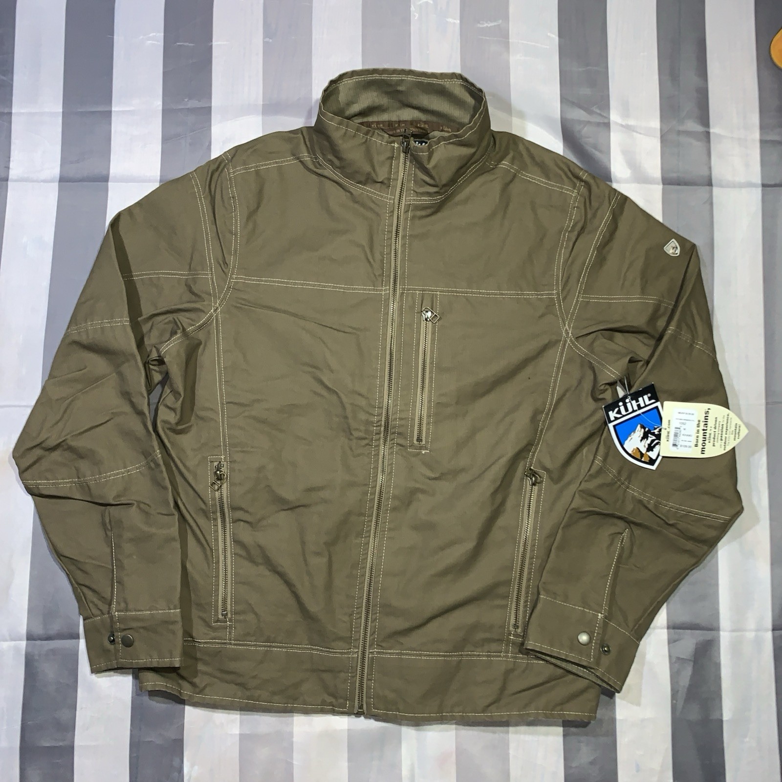 Kuhl Burr Jacket Men’s Medium Espresso Brown Zip Outdoor Full Zip Canvas NWT
