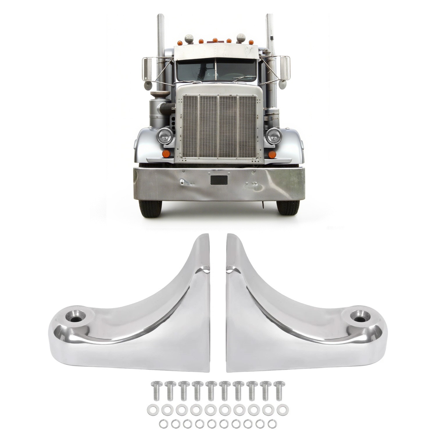 Pair Aluminum Polishing Silvery Headlight Bracket Kit For Peterbilt 359