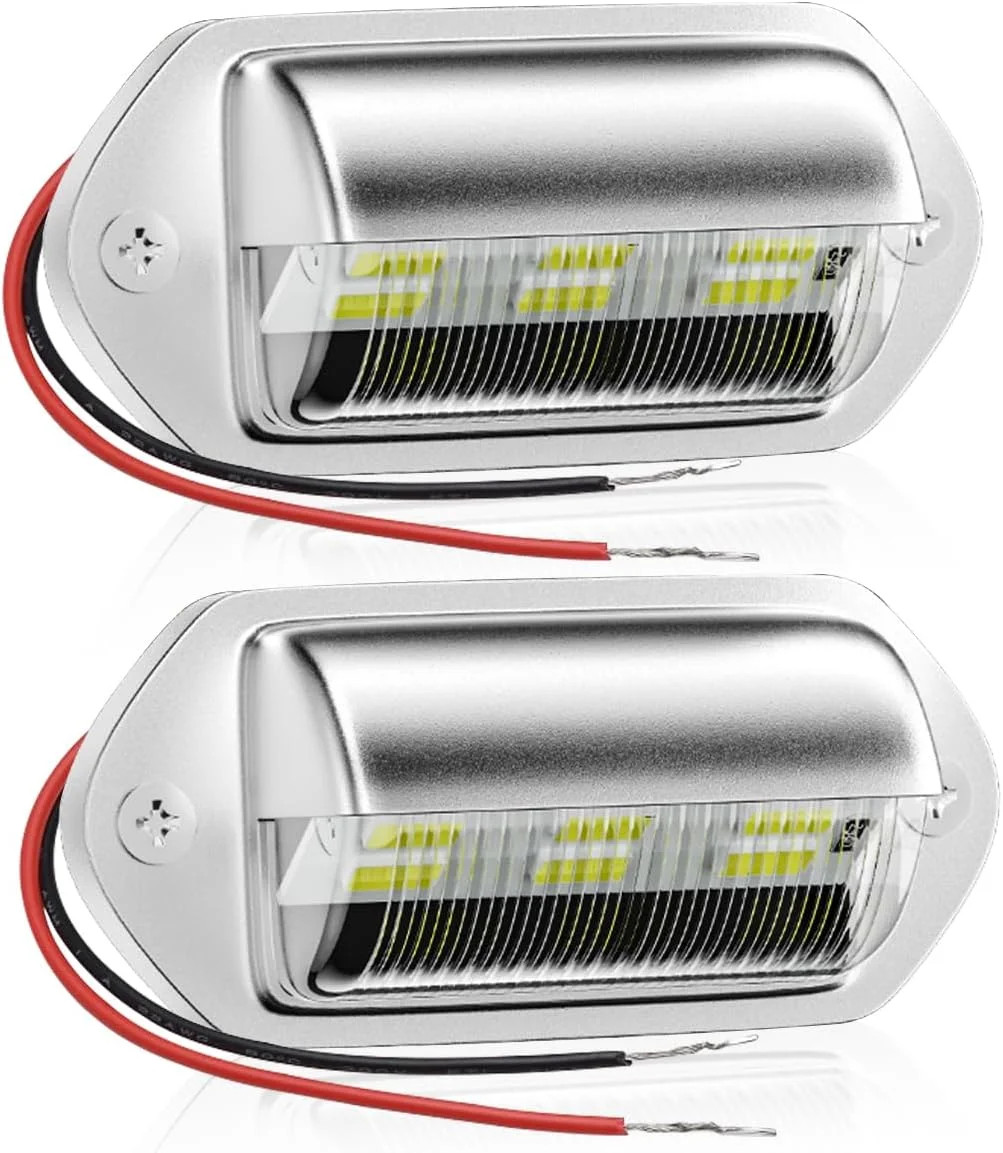 2PCS Trailer LED License Plate Lights, 12V DC Waterproof LED Light, Universal Co