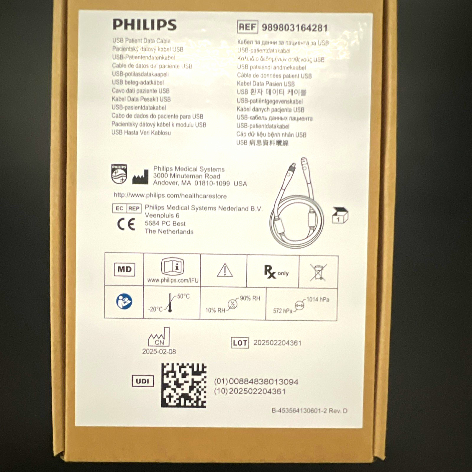 Philips USB Patient Data Cable REF 989803164281 Model/MPN 989803164281 Philips USB Patient Data Cable REF 989803164281 Model/MPN 989803164281