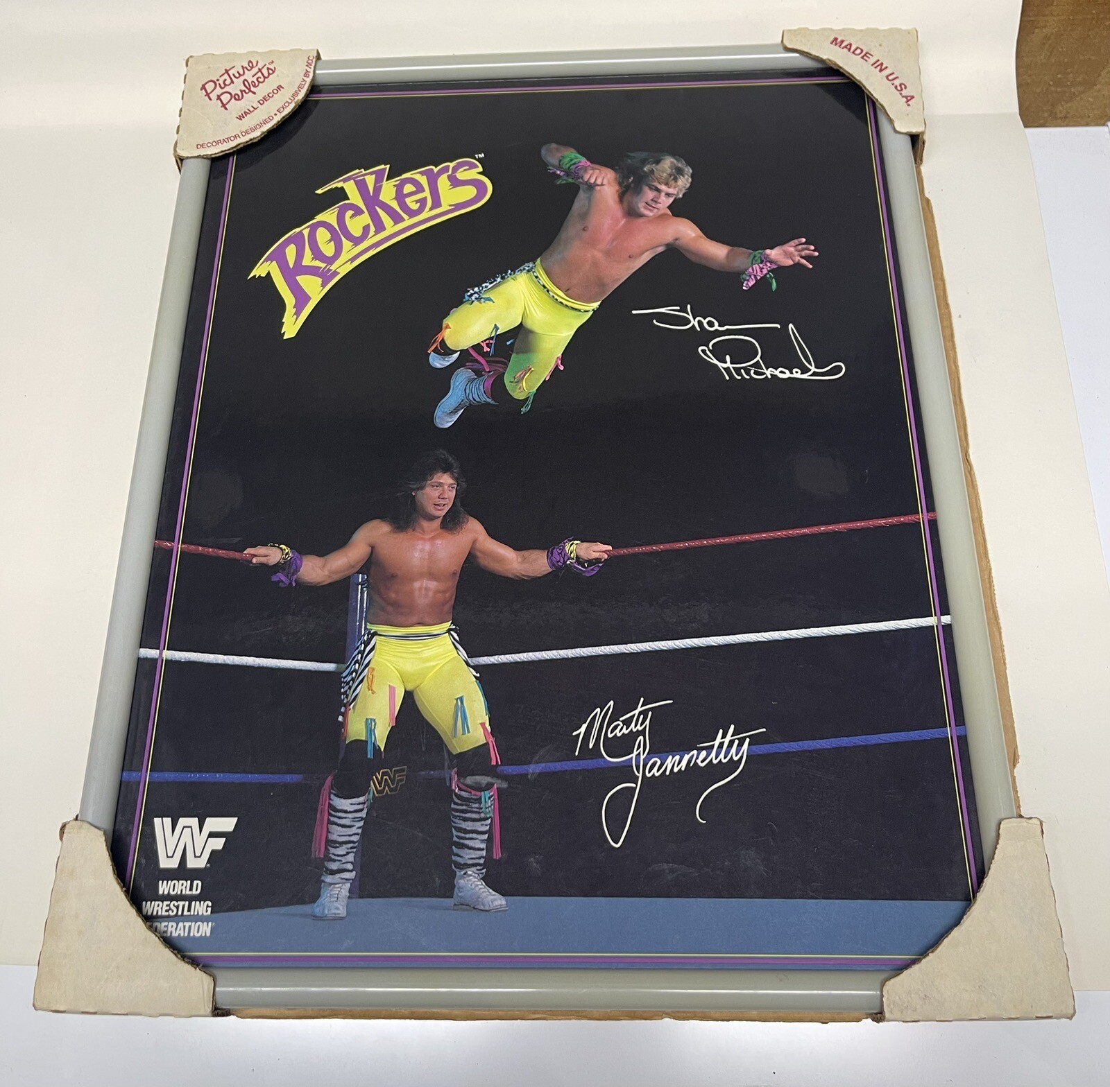 Vintage The Rockers framed picture WWF WWE  NOS 21x17