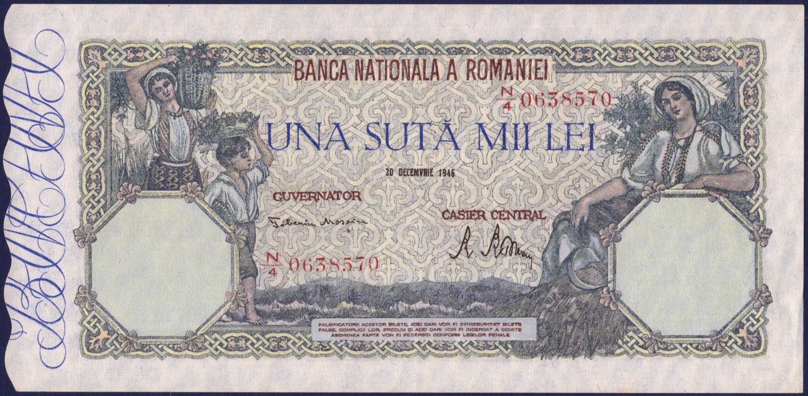 ROMANIA - P58 - 100000 Lei - 1946 - UNCIRCULATED