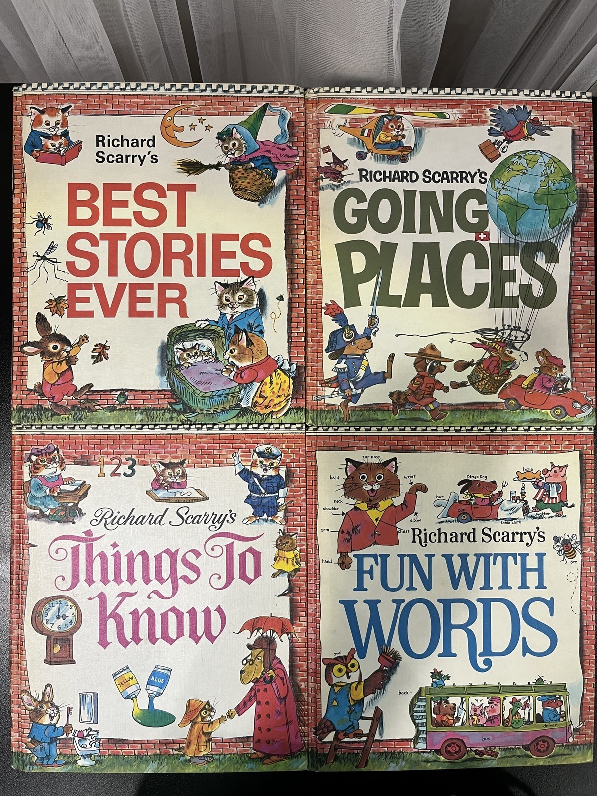 Vintage Richard Scarry Look and Learn Library Lot 4 Hardcover Books Golden Press