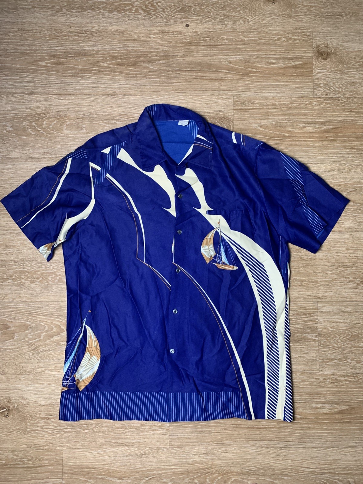 Vintage 60s Phoenix Bird Wave Hawaiian Aloha Shirt Mens Japanese Art Resortwear