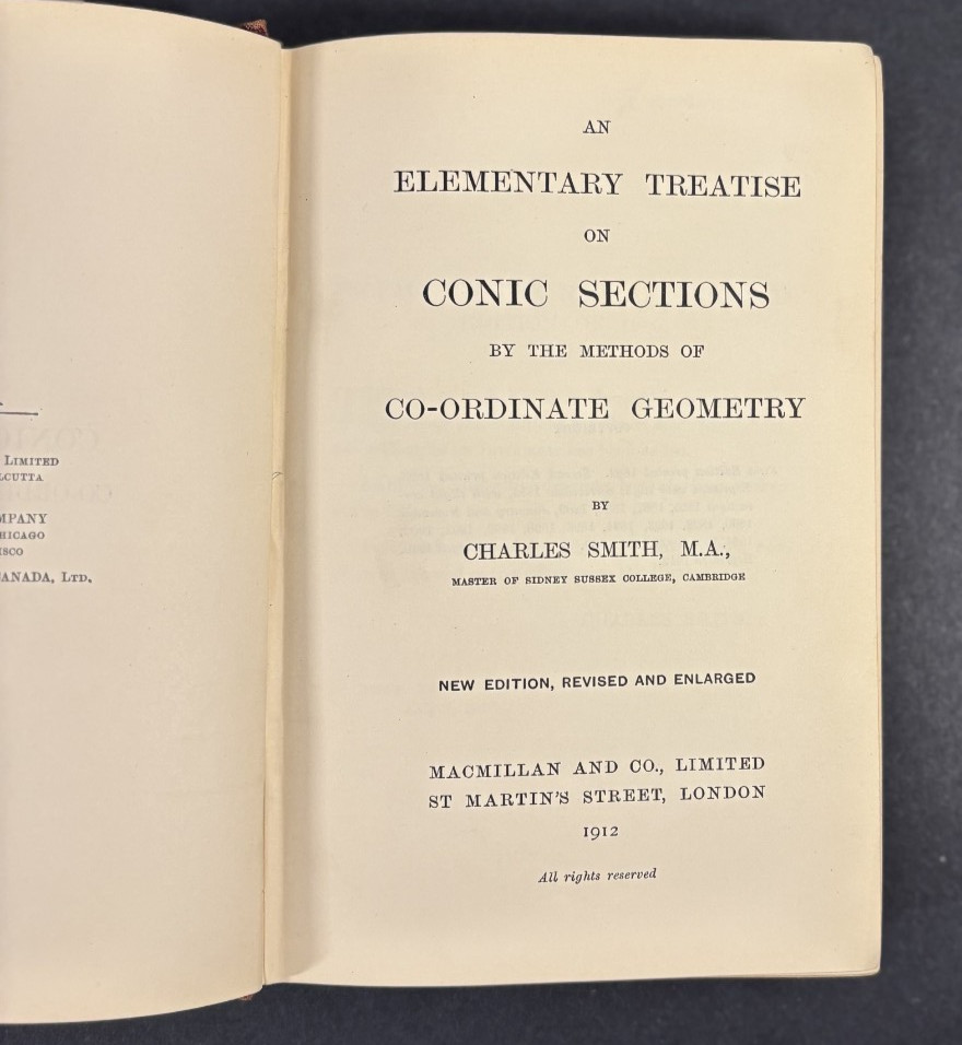 1912 An Elementary Treatise On Conic Sections, C. Smith Co-ordinate Geometry HC