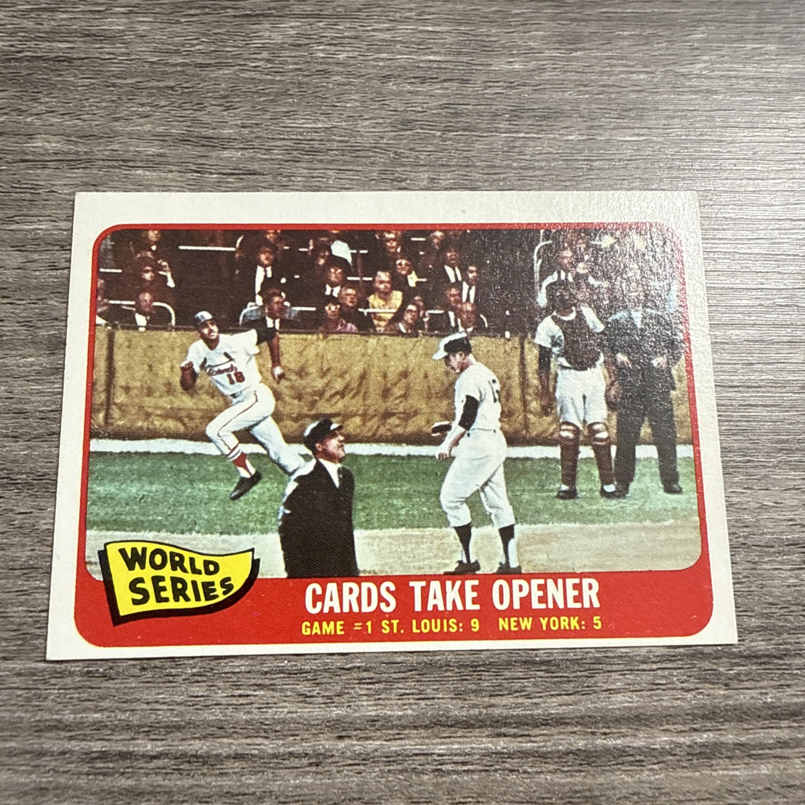 1965 Topps Baseball #132 World Series Game #1 (Cards take Opener) NM/MT + CLEAN