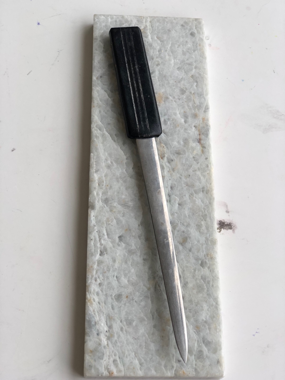 Handsome Vintage Letter Opener, Black & Silver Handsome Vintage Letter Opener, Black & Silver