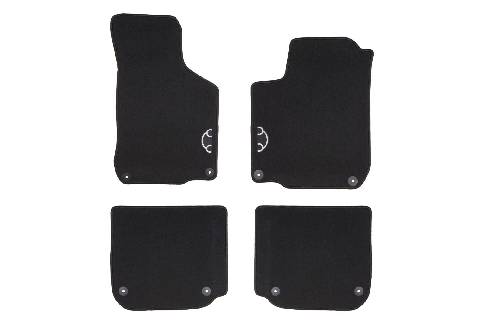 98-10 VW Volkswagen Beetle Carpeted Set of 4 Front & Rear Floor Mats Round Clip