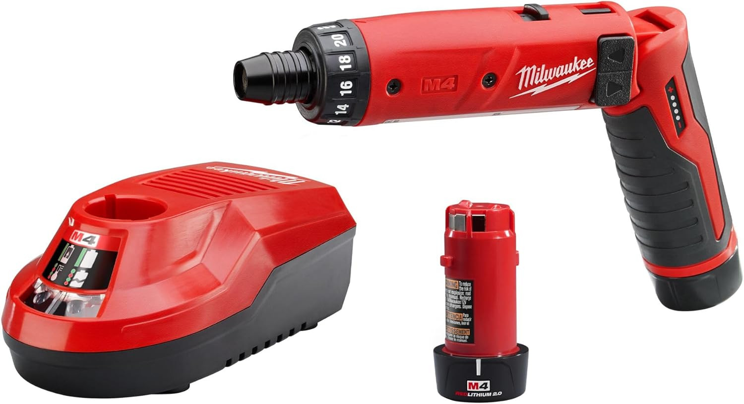 Milwaukee 2101-22 M4 1/4 Hex Screwdriver Kit W/2 Bat