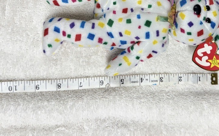 Ty Beanie Baby Ty 2K Confetti Bear DOB 1/1/2000 Swing Tag Attached
