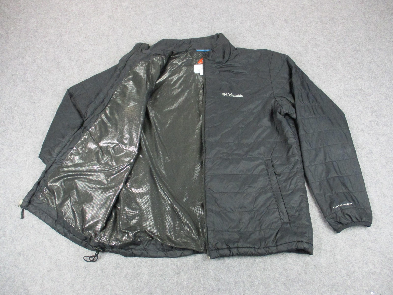 Columbia Jacket Mens Large Black Omni-Heat Insulated Full Zip Quilted Coat