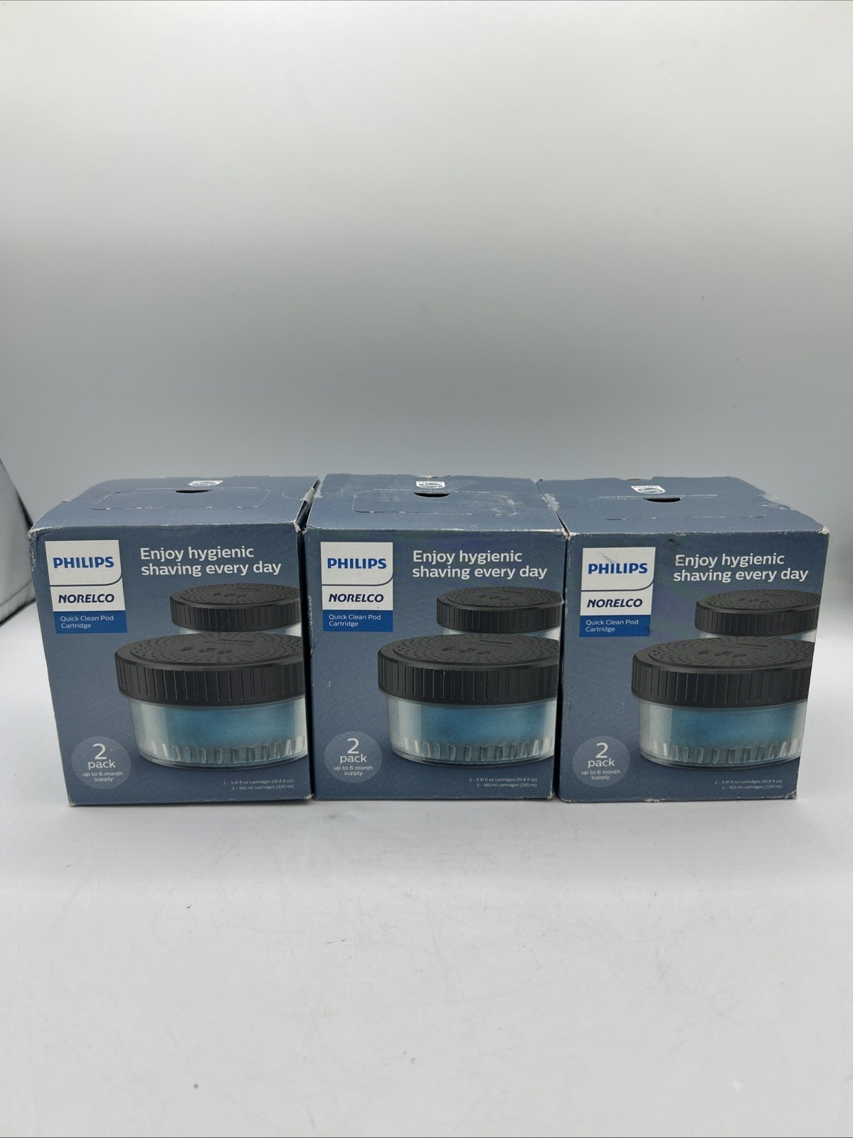 6x-Norelco Philips Quick Clean Pod Cartridges 2/box, 3 Boxes, New 6x-Norelco Philips Quick Clean Pod Cartridges 2/box, 3 Boxes, New