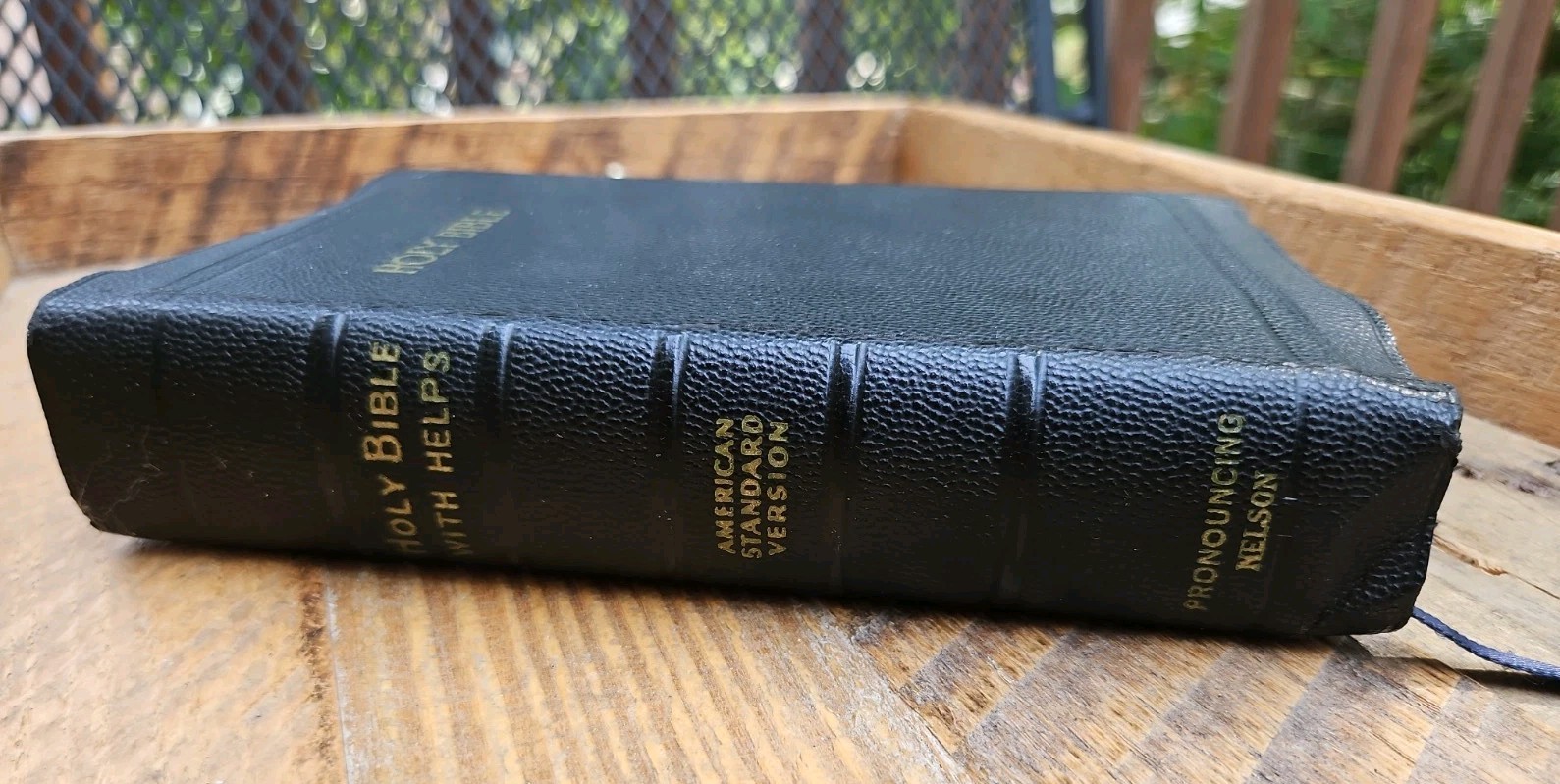 RARE Vintage 1901 ASV Compact Bible Illustrated GOOD+ Black Faux Leather
