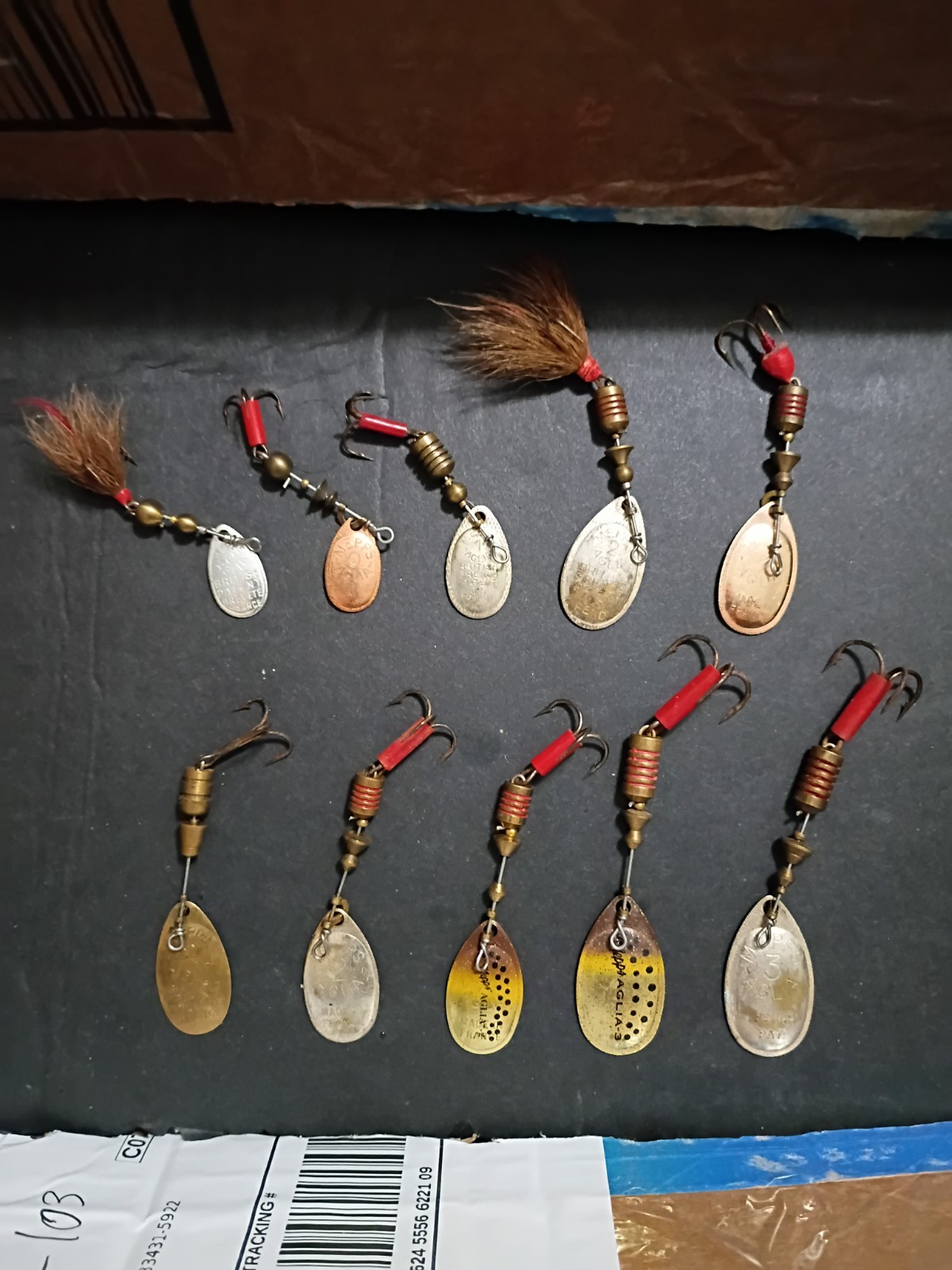 Vintage Mepps Aglia Spinner Fishing Lures Lot of 10 Dressed France Brass Copper Vintage Mepps Aglia Spinner Fishing Lures Lot of 10 Dressed France Brass Copper