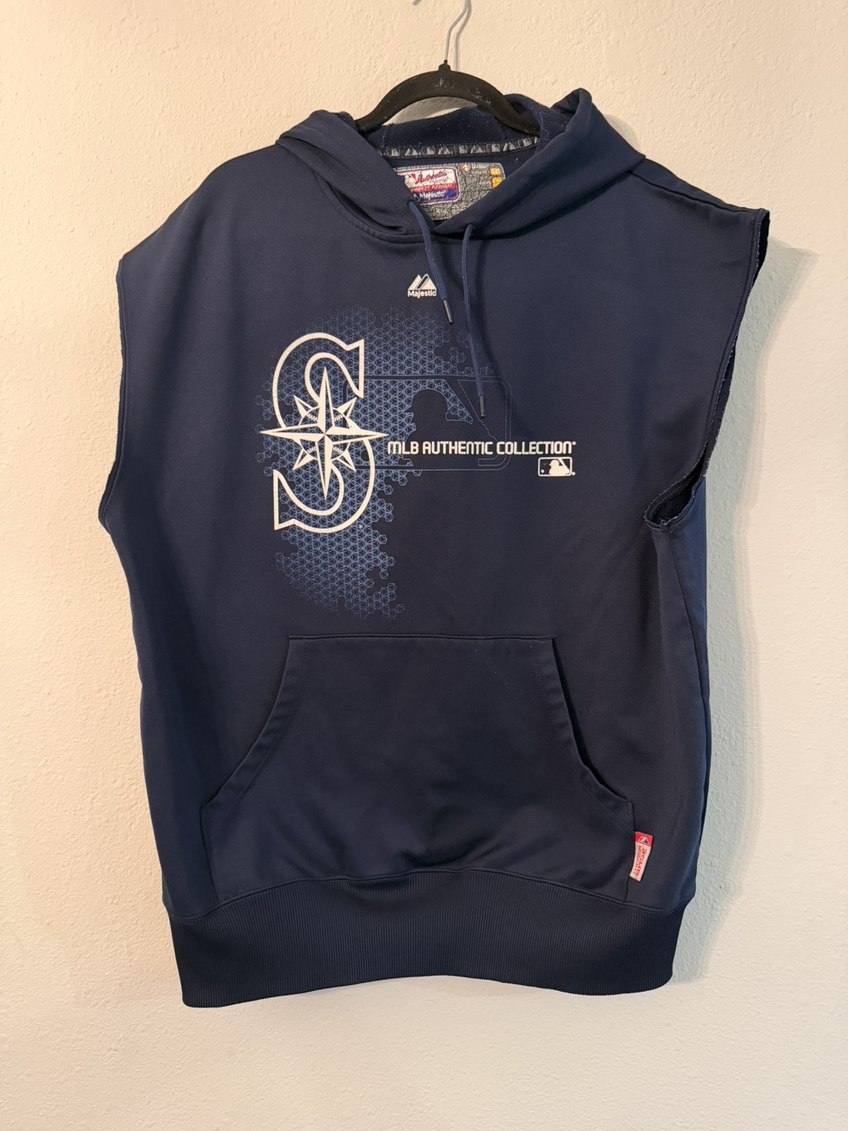 Vintage Seattle Mariners Sleeveless Majestic Authentic Collection Hoodie Size L