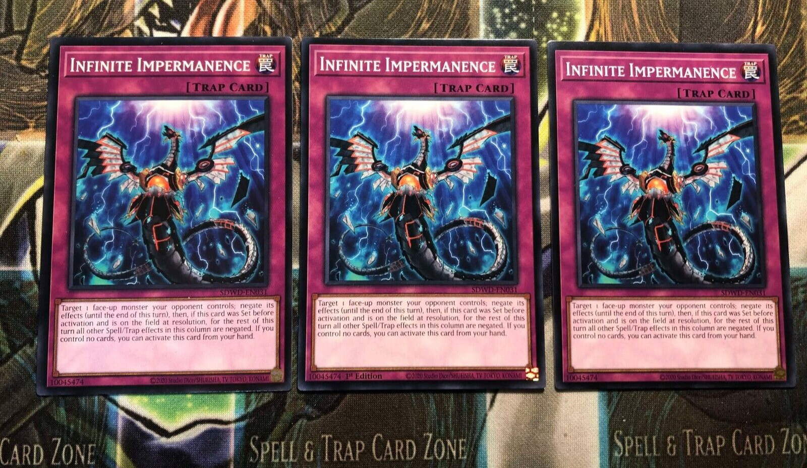 *** 3X INFINITE IMPERMANENCE 3X *** PLAYSET 1ST EDITION SDWD-EN031 YUGIOH