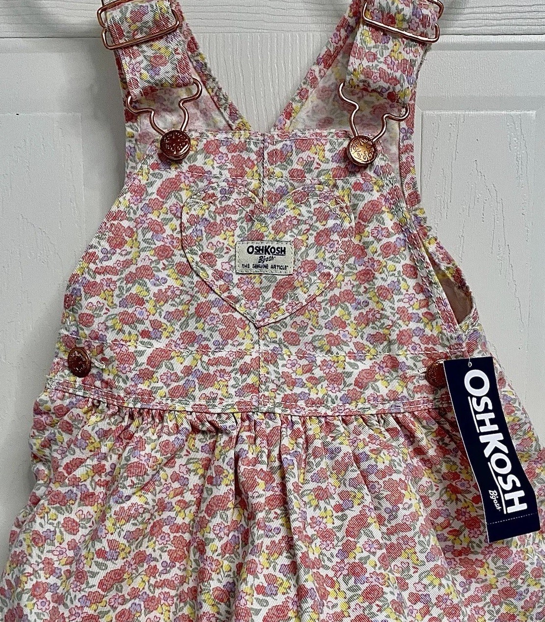 NWT Oshkosh B\'gosh Sz 3MOS Overall Fall Dress Floral Pinafore Vestbak MSRP $42