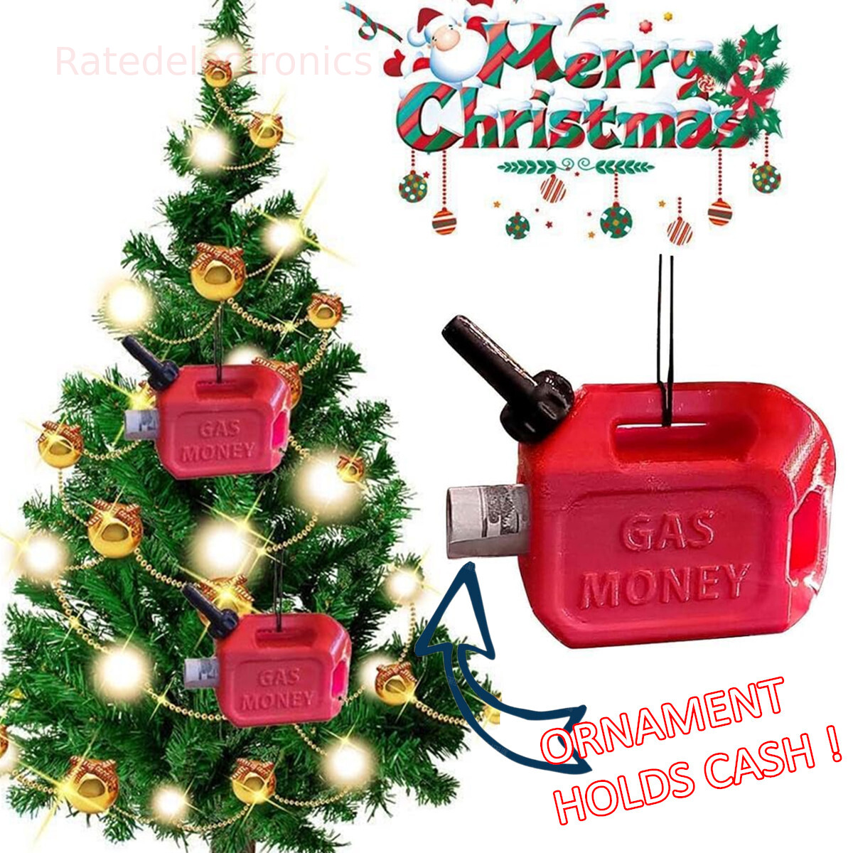 Christmas Mini Gas Money Oil Can Xmas Tree Decoration Festive Party Ornament US