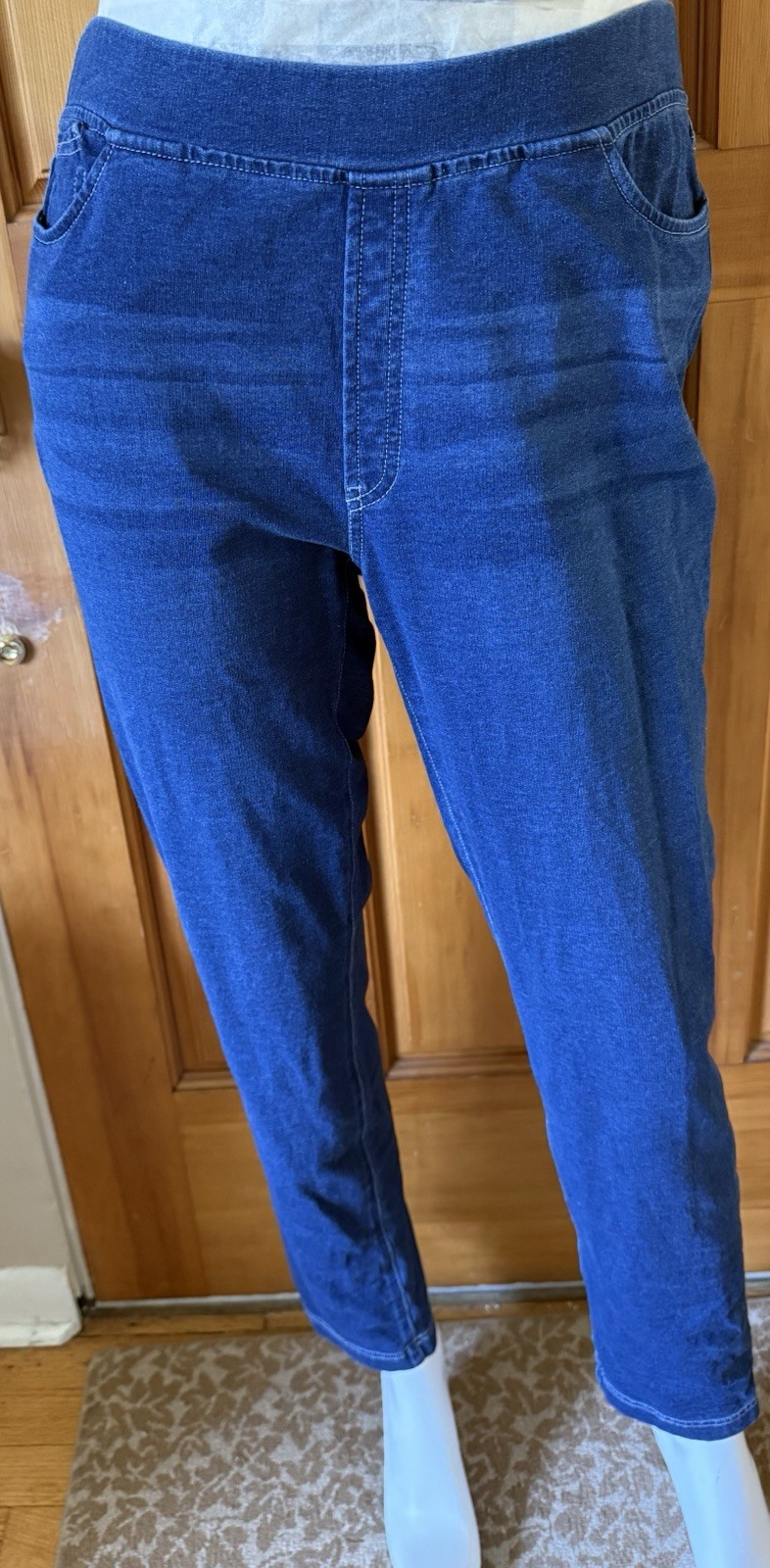 NWOT Pure J. Jill M Indigo Denim Color Pull On cotton w/stretch Legging Fake Zip