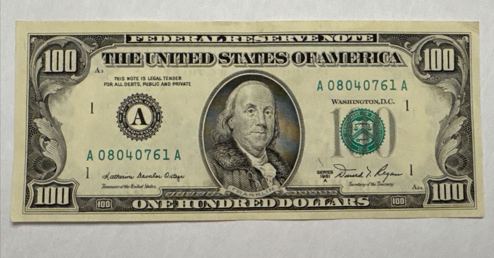 1981A  $100  Federal Reserve Note-Boston District  A /U  Old Currency