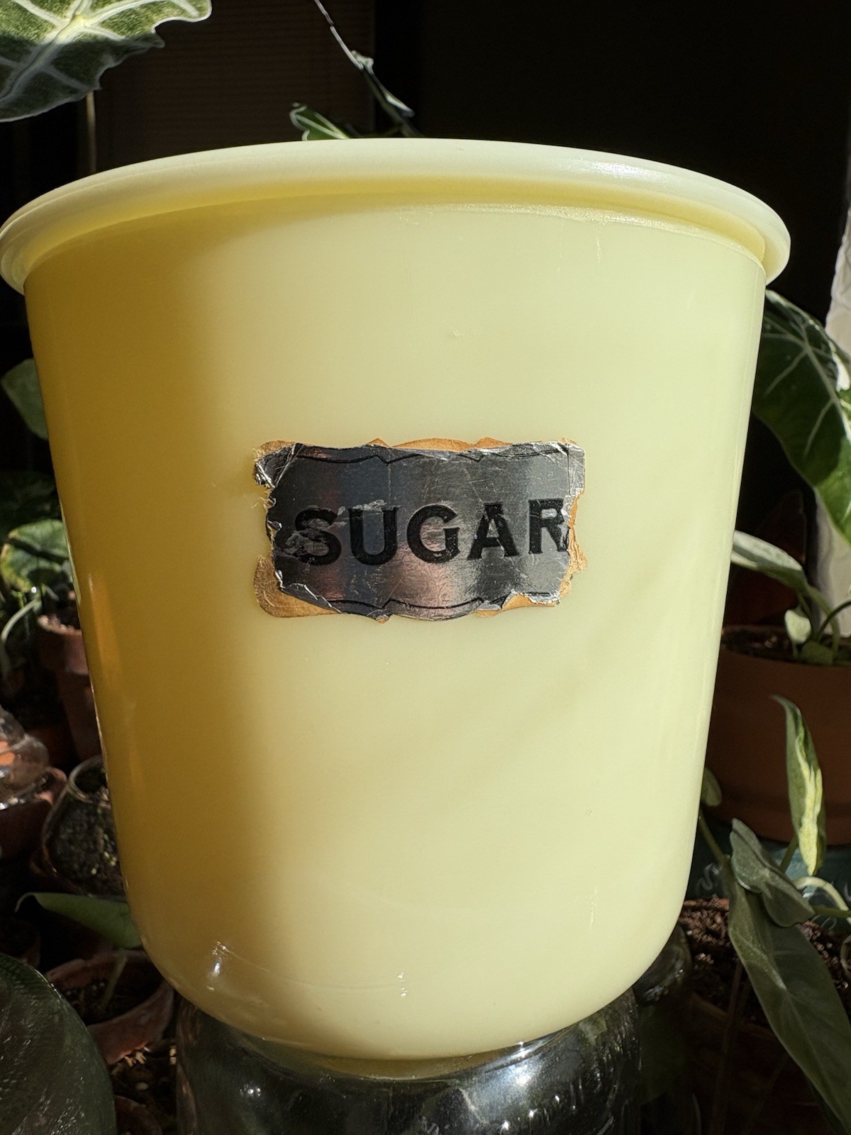 Vintage McKee Custard Uranium Glass Canister W/ Sugar Sticker & Lid 🍭