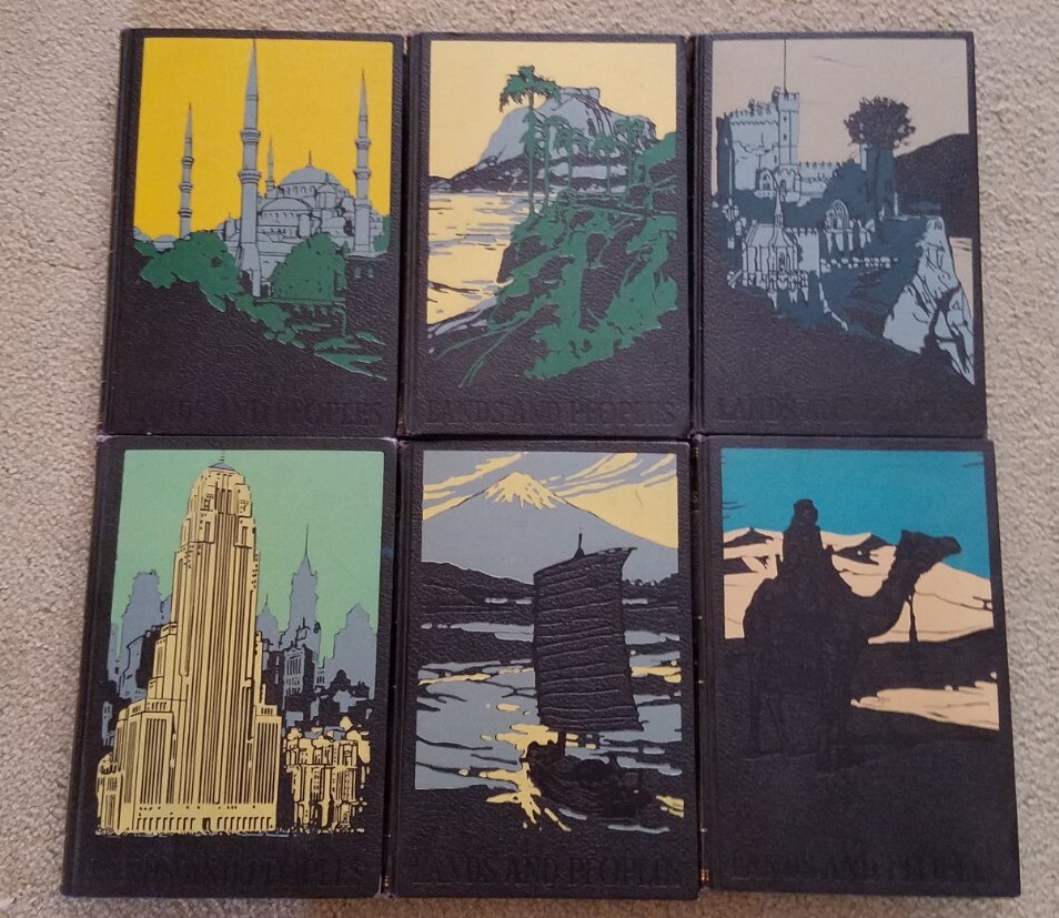 Vtg 1956 Land And People Grolier Books Art Deco Cover 6 Vtg 1956 Land And People Grolier Books Art Deco Cover 6