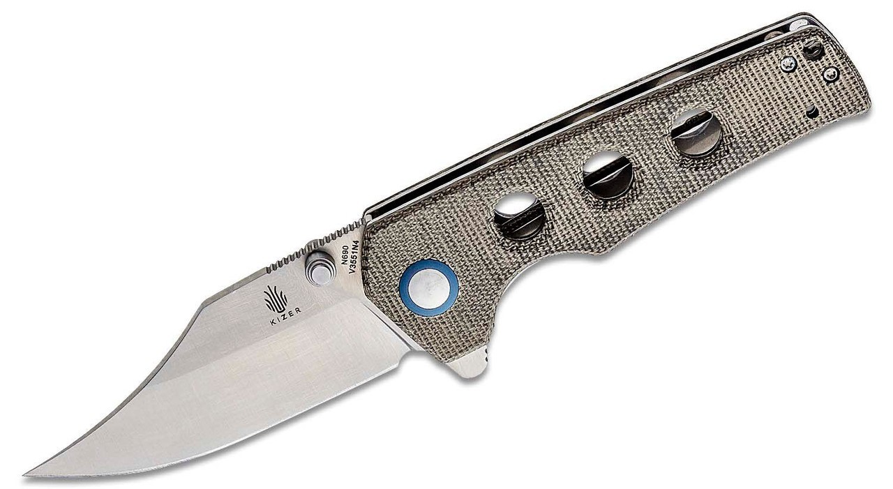 Kizer Junges Folding Knife, Green Micarta Handles V3551N4 Kizer Junges Folding Knife, Green Micarta Handles V3551N4