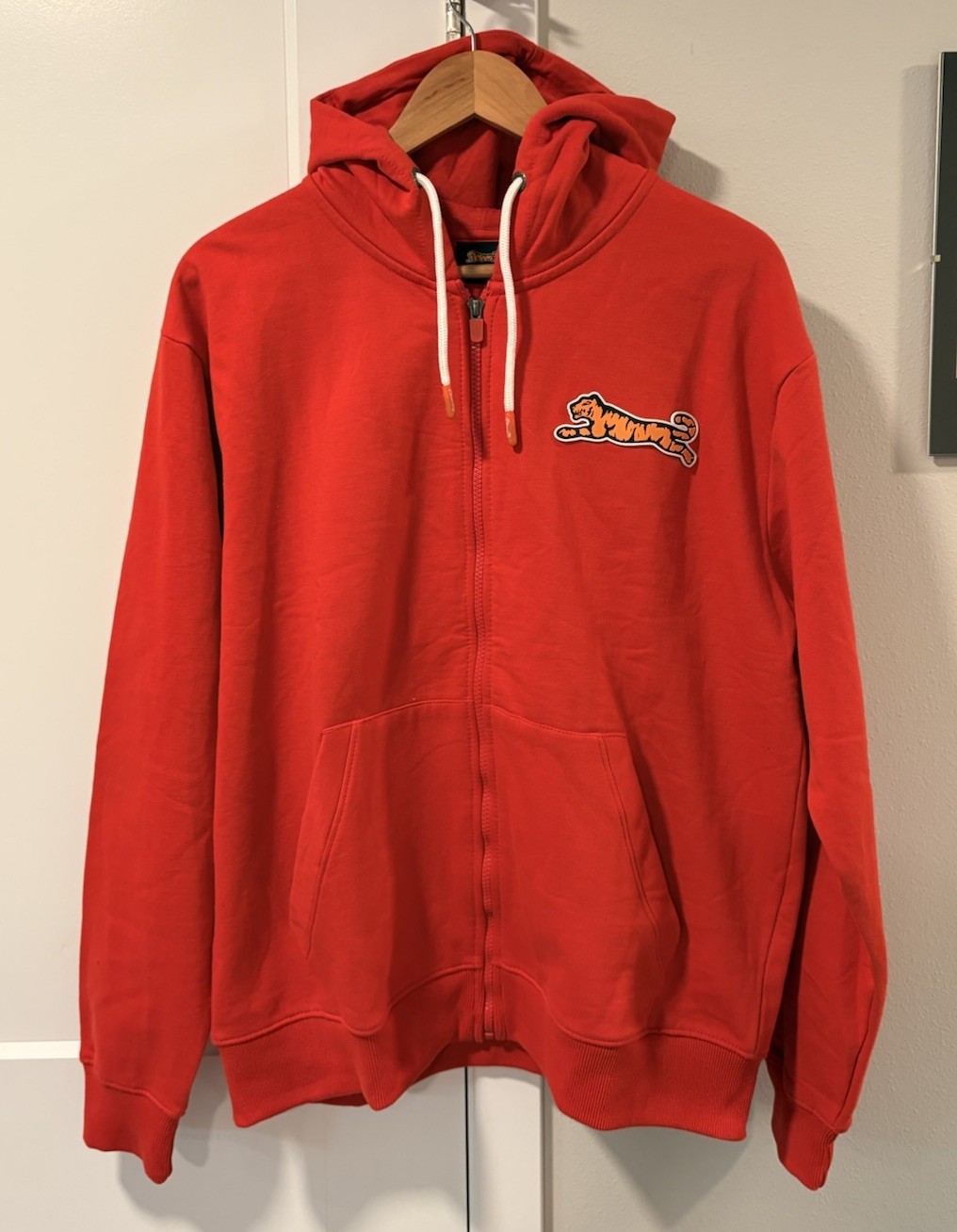 Le Tigre Fiery Red Full Zip Hoodie Tiger Logo Retro Men’s M NWT