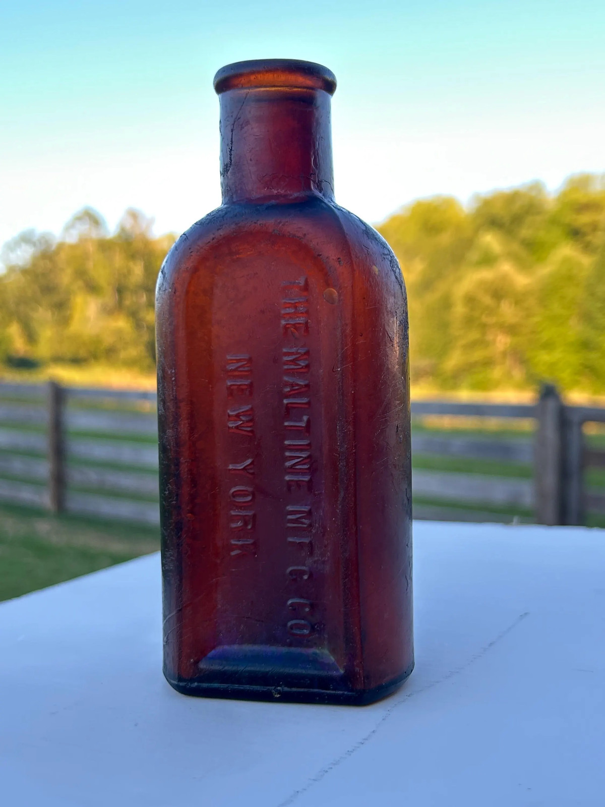 Antique 1890s Maltine Amber Medicine Bottle - The Maltine Mfg Co New York