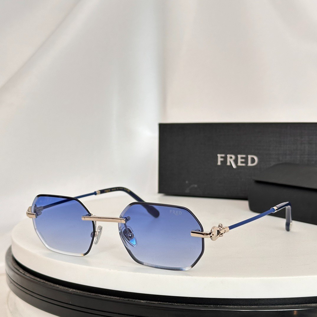 FRED FG50163U Rimless Blue Gradient Sunglasses 57-19-140 FRED FG50163U Rimless Blue Gradient Sunglasses 57-19-140