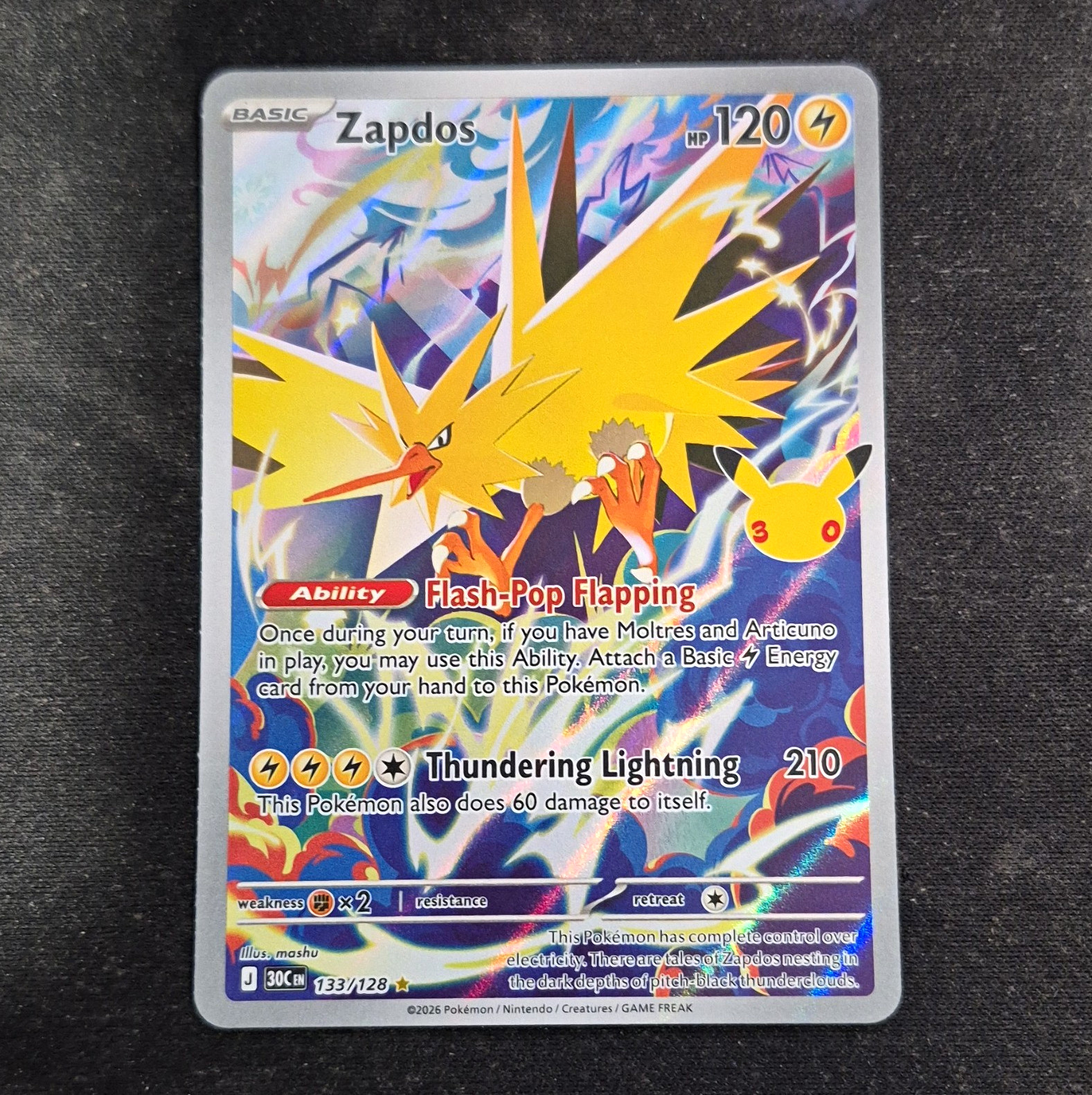 The Pokémon Company Zapdos 133/128 Illustration Rare Holo Full Art Pokemon TCG