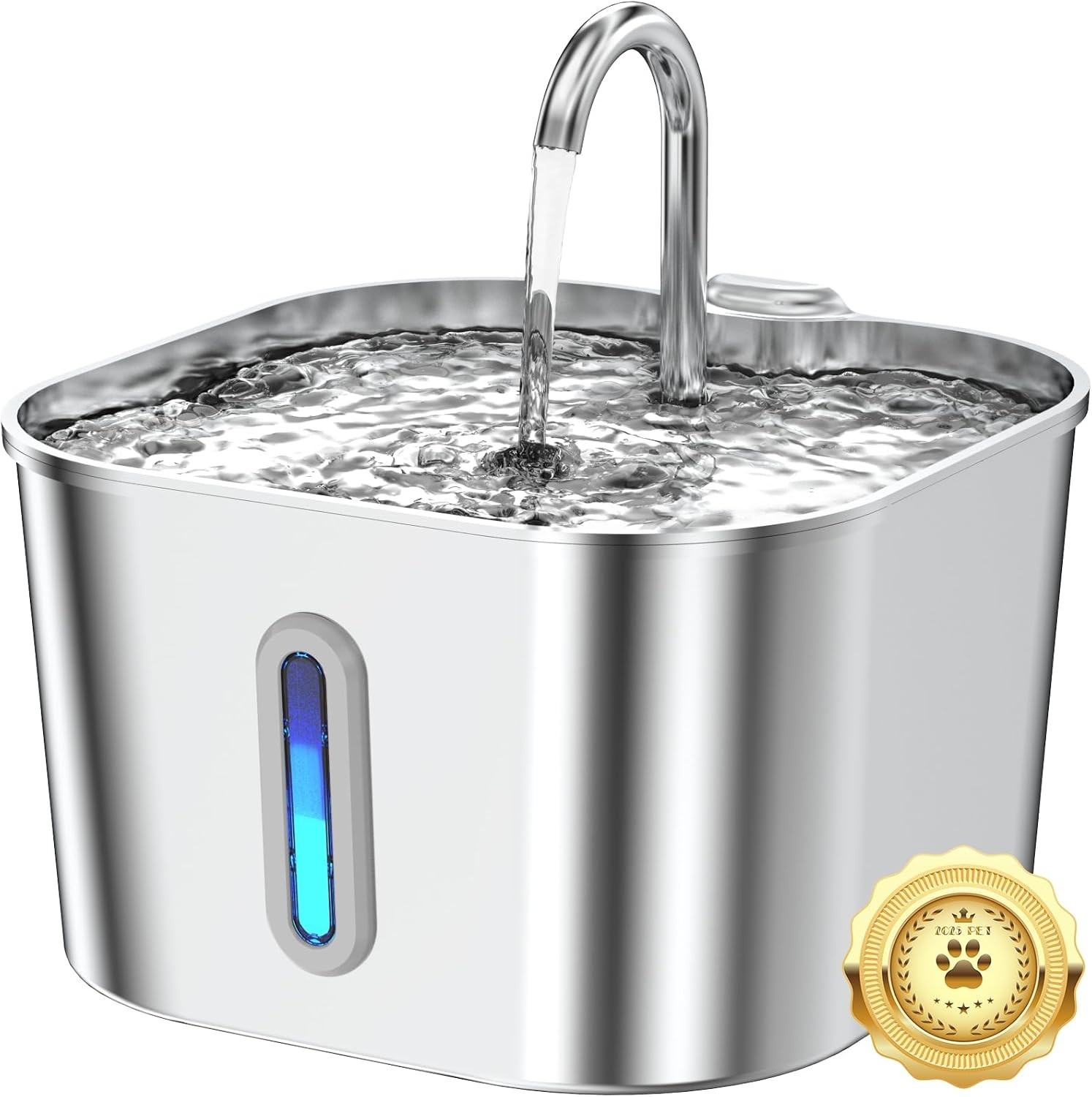Stainless Steel Cat Water Fountain 2.2L Pet Drinking Fountain Dispenser for Cats