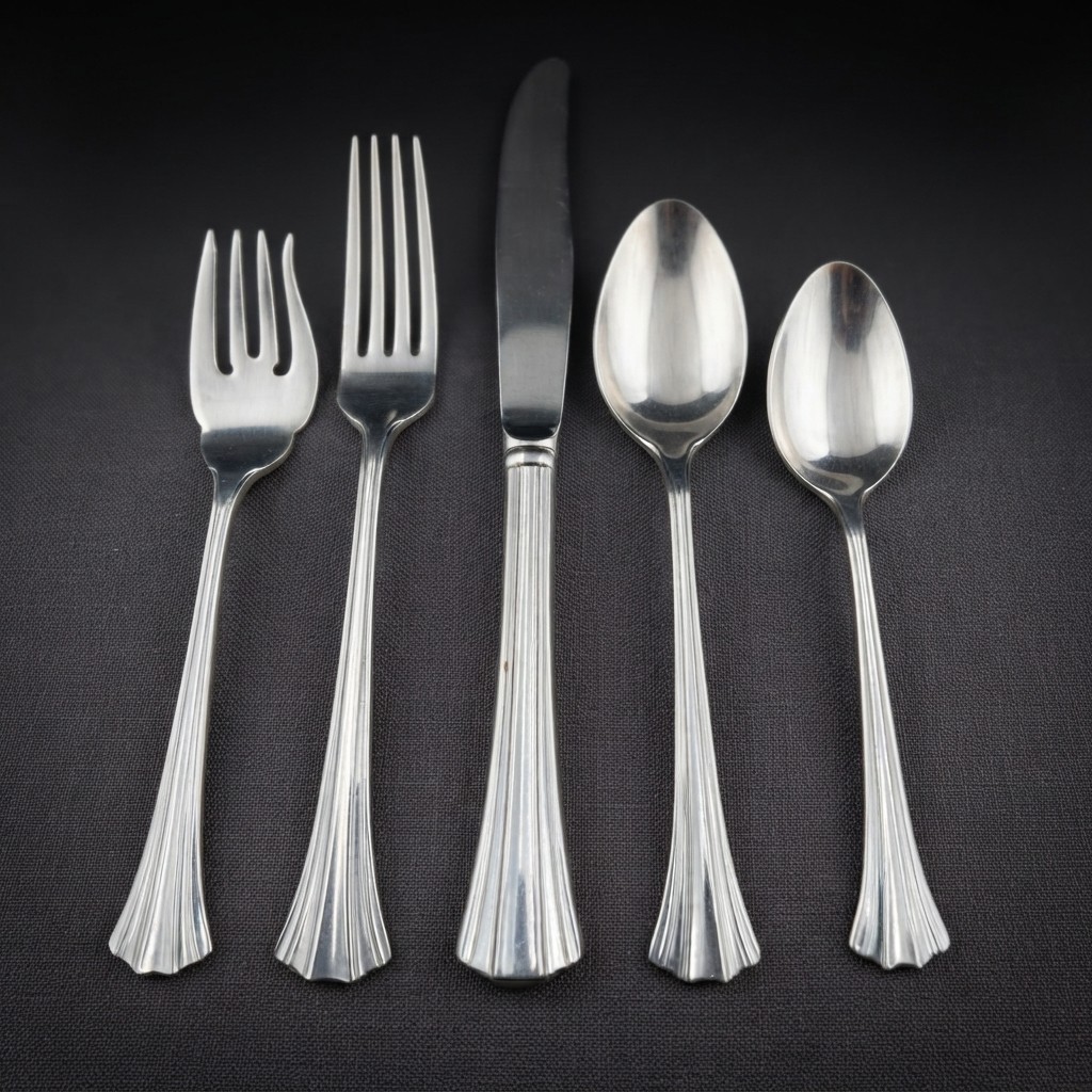 5-Piece Reed & Barton Fluted Elegance Place Setting Stainless Flatware Korea