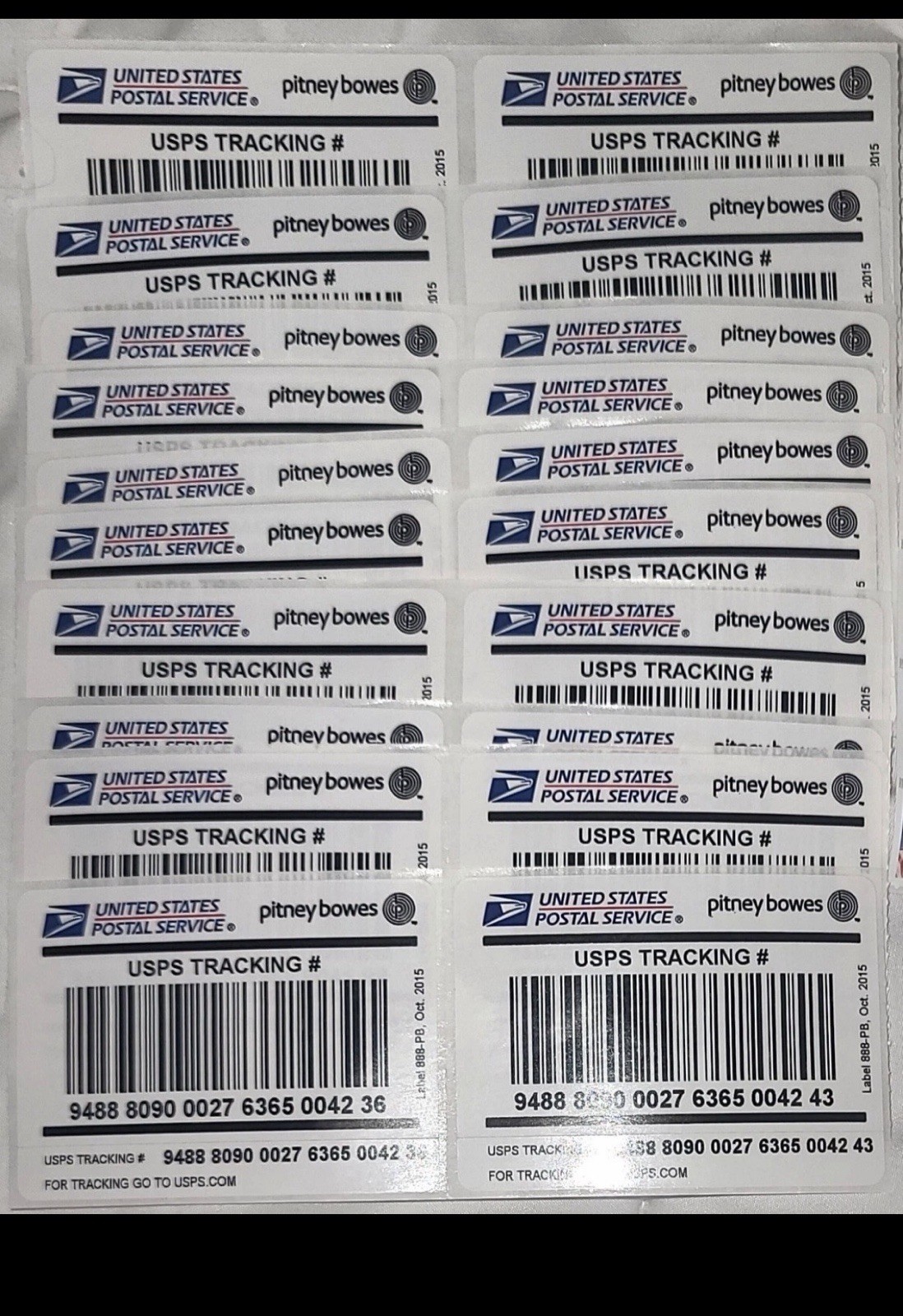 Lot of 40 Pitney Bowes Label 888 Tracking Number stickers for USPS packages NEW