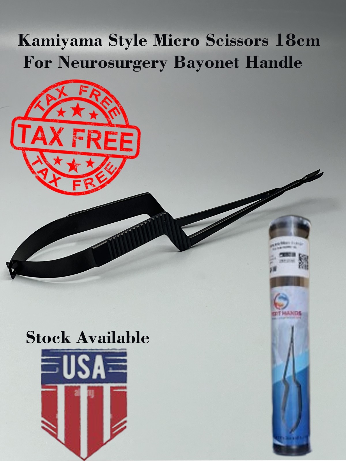Kamiyama Style Micro Scissors 18cm For Neurosurgery Bayonet Handle