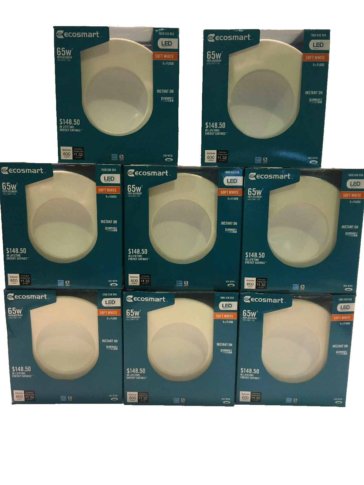 8 PK Ecosmart 65W Equivalent Soft White Dimmable LED Indirect Recessed Downlight