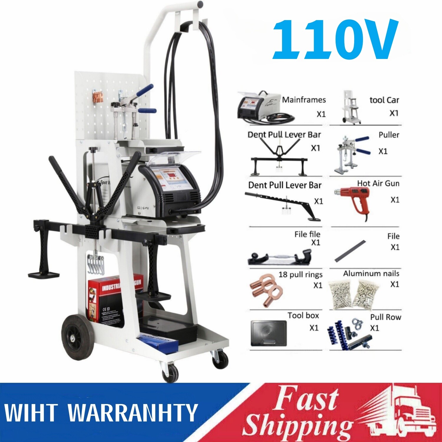 F8100 110/220V 2KW ALUMINUM SPOT WELDER MACHINE PULL VEHICLE DENT SPOTTER PULLER