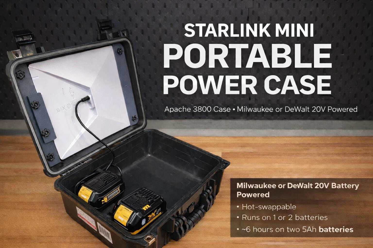 Starlink Mini Portable Case & Battery Power Solution | Apache 3800 - Milwaukee o