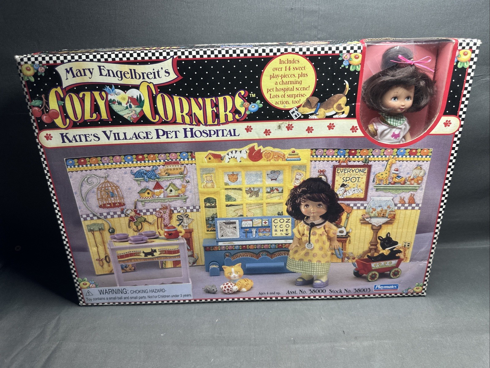 Vtg 1997 Playmates Mary Engelbreit Cozy Corners Kate's Vlg Pet Hospital Sealed