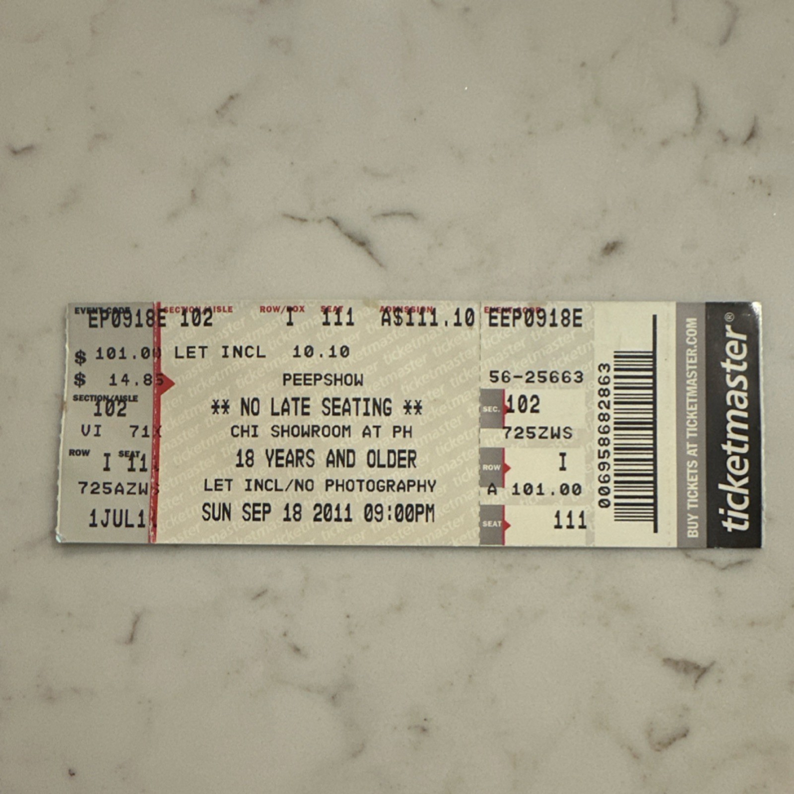 Holly Madison Peepshow Ticket Planet Hollywood Las Vegas NV Sep 18 2011